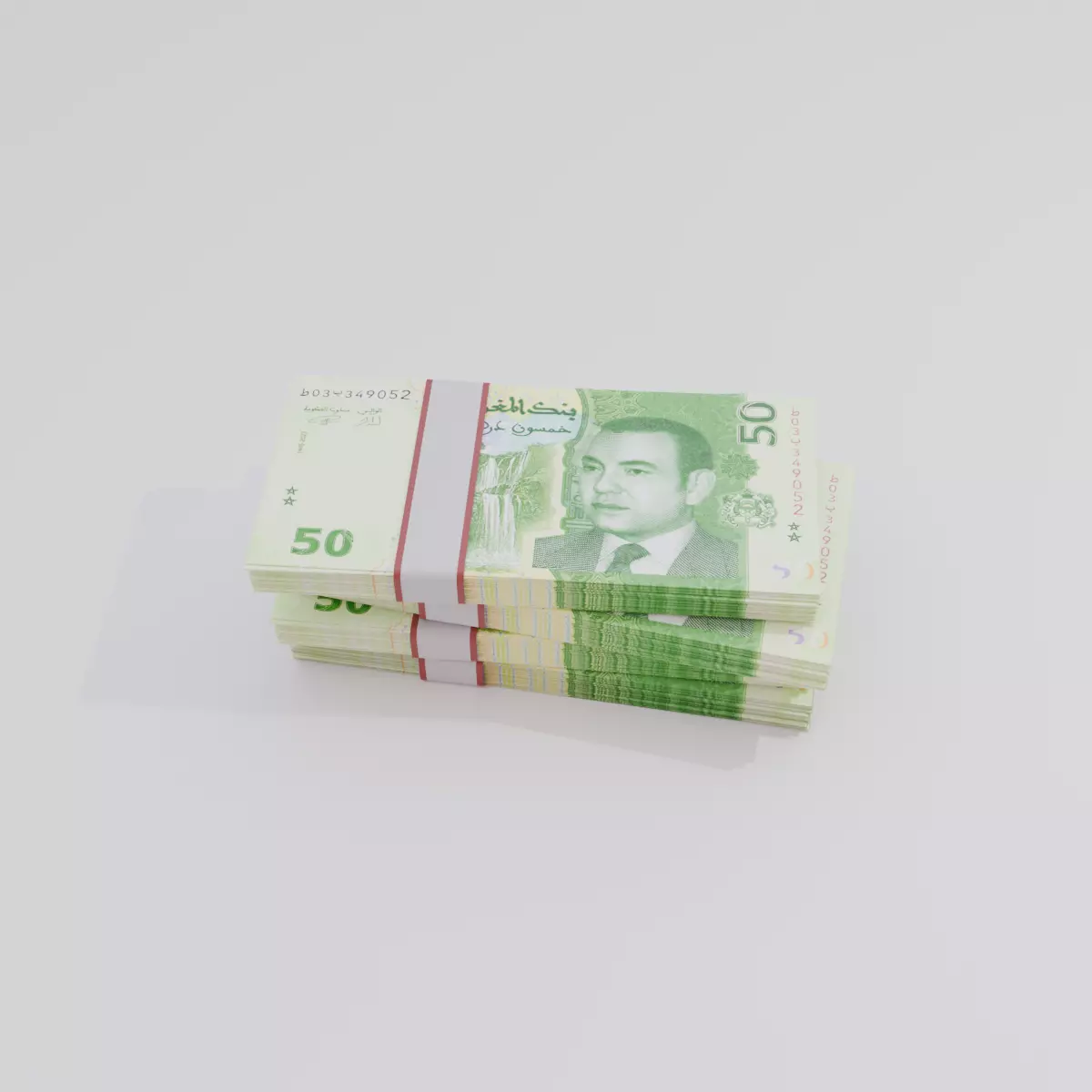 50 Moroccan Dirham Currency Low-poly 3D model_0