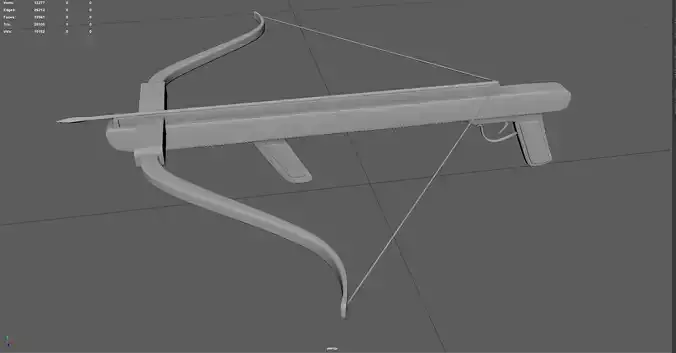 Low Poly Old Wooden Crossbow Stylized Medieval Weapon 3D Model