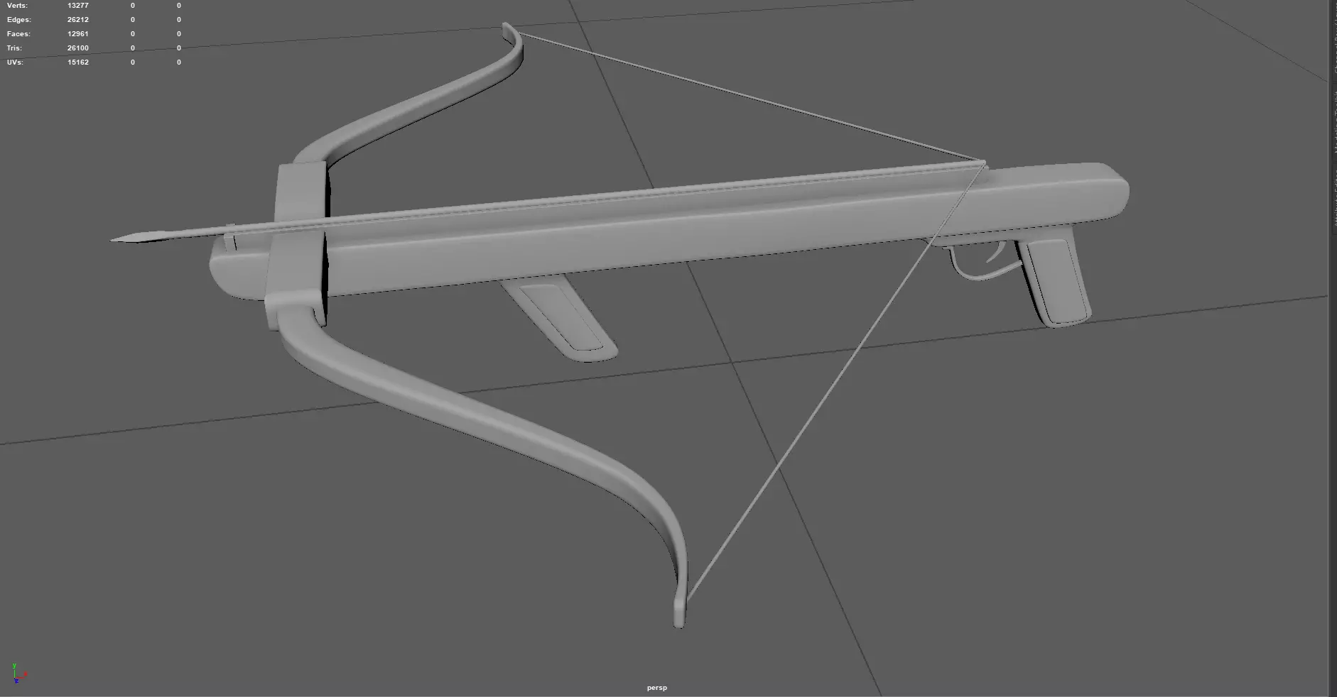 Low Poly Old Wooden Crossbow Stylized Medieval Weapon 3D Model Low-poly 3D model_0