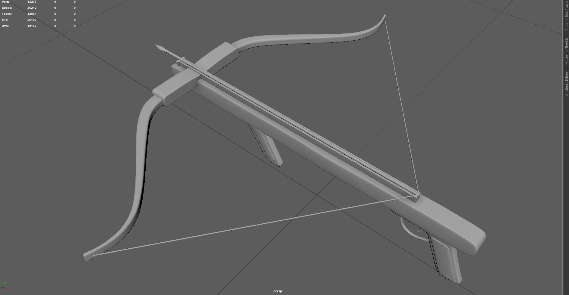 Low Poly Old Wooden Crossbow Stylized Medieval Weapon 3D Model Low-poly 3D model_3