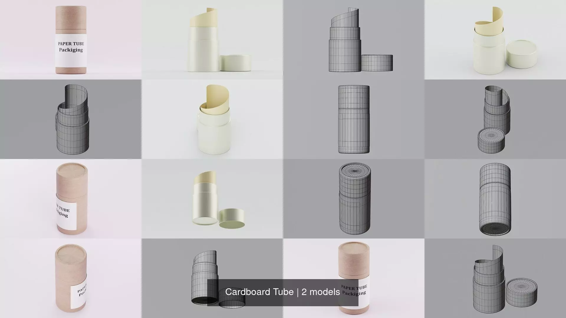 Cardboard Tube 3D Model Collection_0