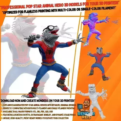 Iguana Spider Punk Rebellious Web Slinging Rockstar 