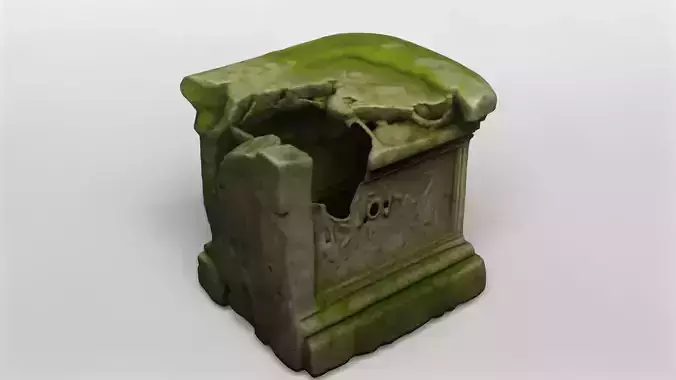 Ancient Moss-Covered Stone Ruin Fragment 3D model
