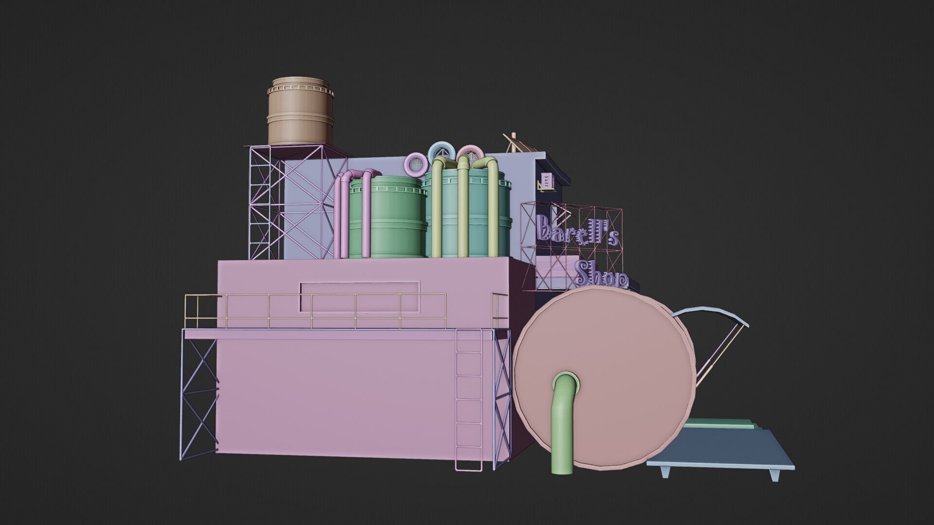 Barrels Shop  Post Apocalyptic Sci-Fi Building 3D model_18