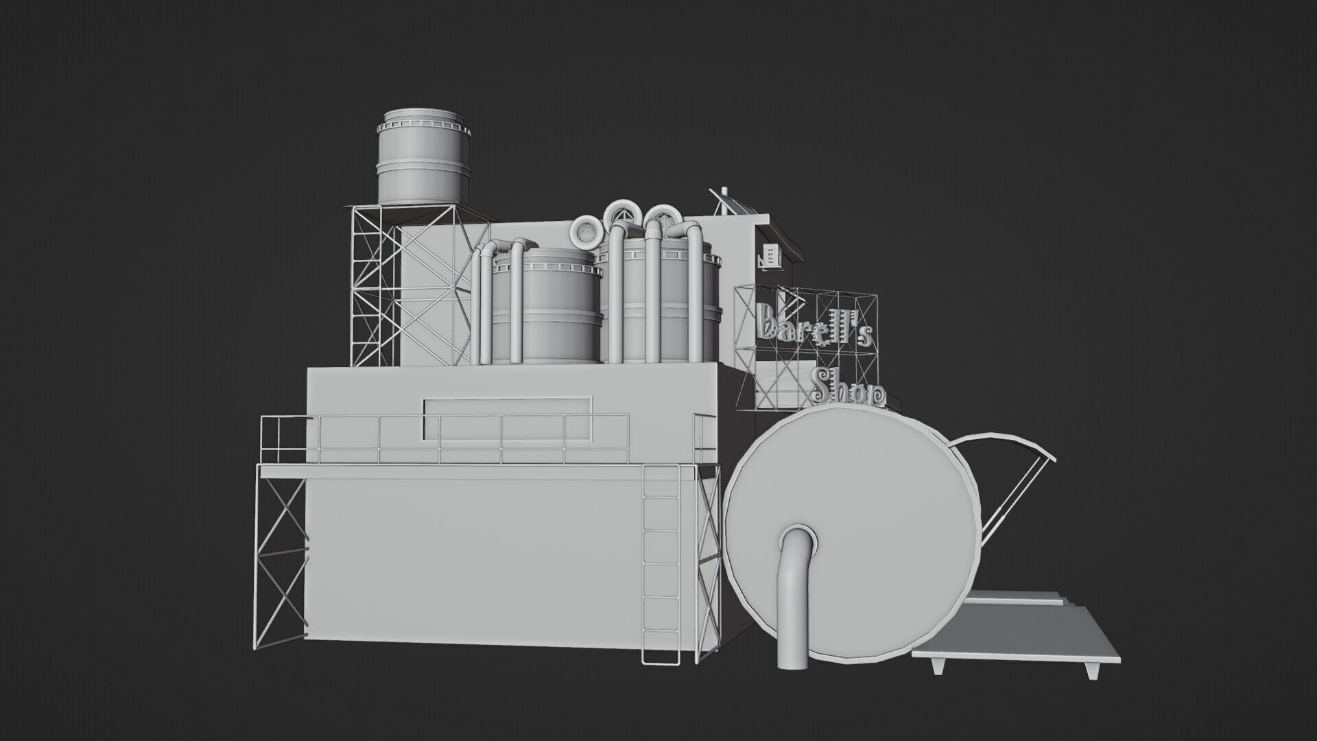 Barrels Shop  Post Apocalyptic Sci-Fi Building 3D model_8