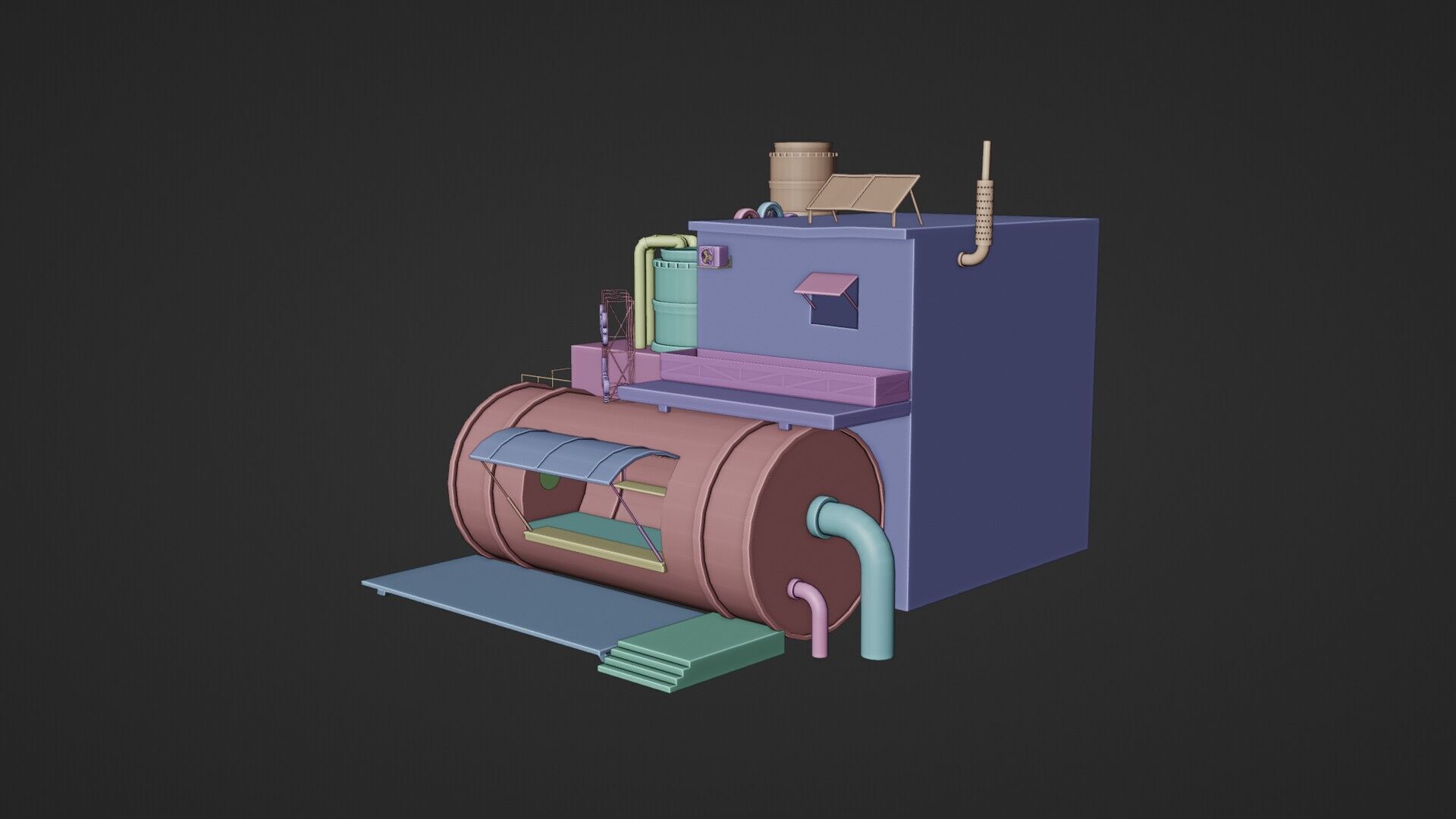 Barrels Shop  Post Apocalyptic Sci-Fi Building 3D model_17