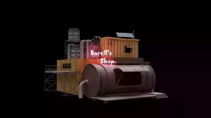 Barrels Shop  Post Apocalyptic Sci-Fi Building