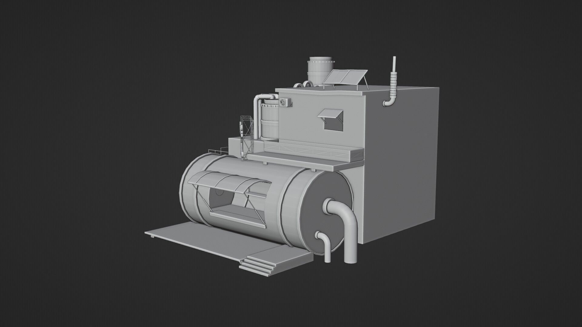 Barrels Shop  Post Apocalyptic Sci-Fi Building 3D model_7