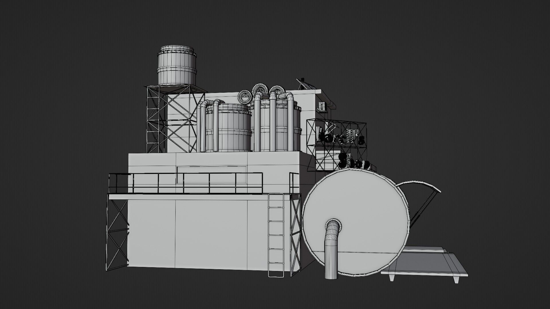 Barrels Shop  Post Apocalyptic Sci-Fi Building 3D model_13