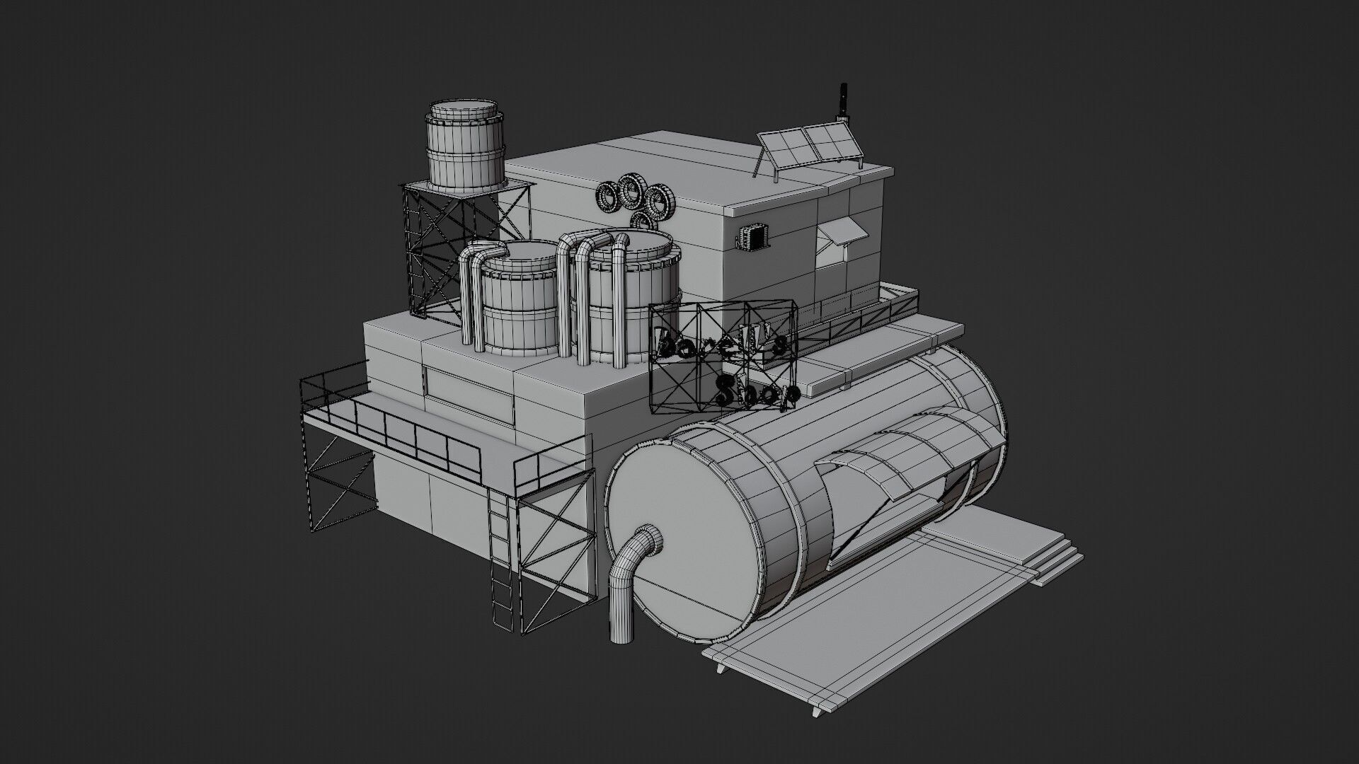 Barrels Shop  Post Apocalyptic Sci-Fi Building 3D model_14