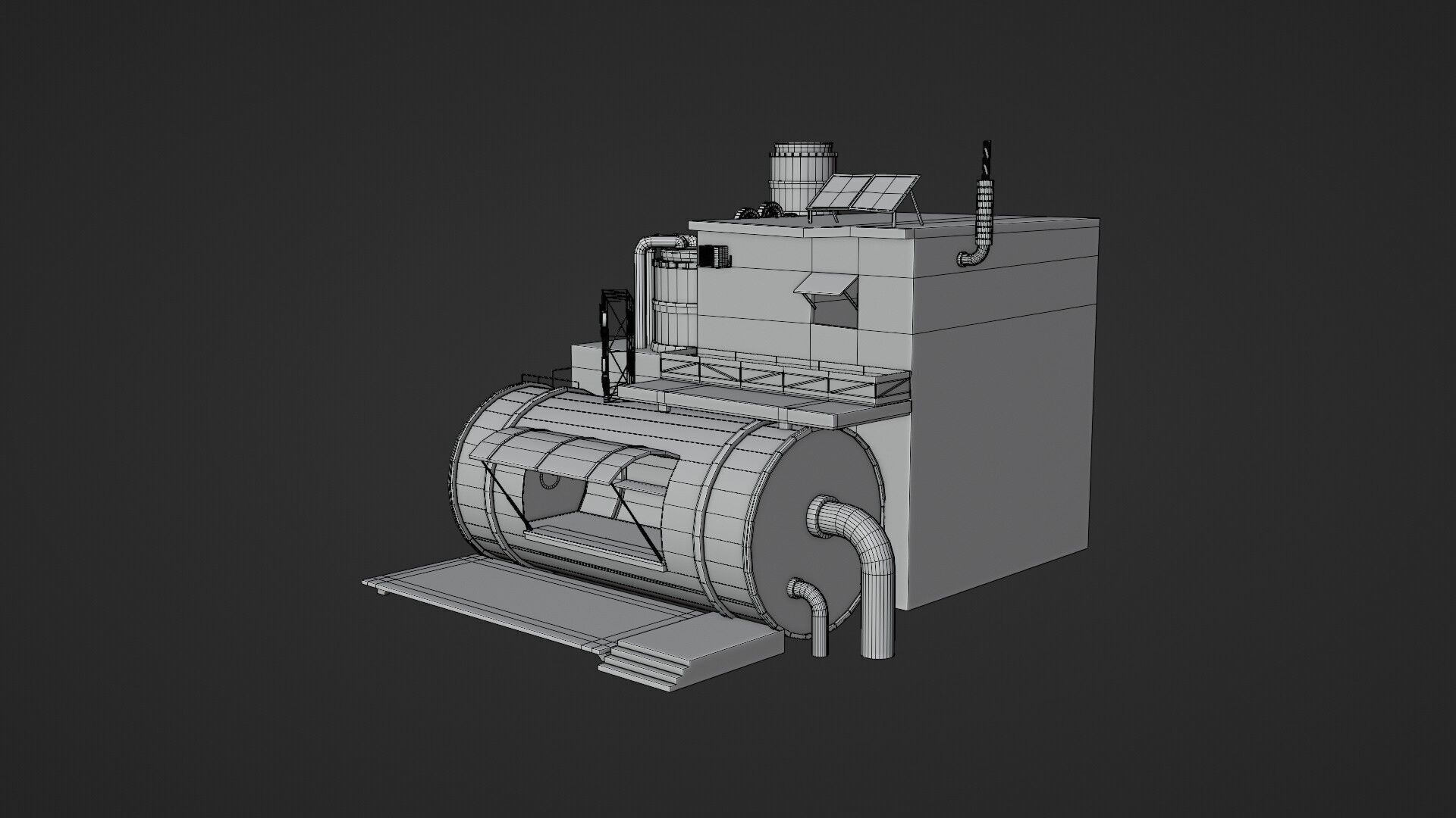 Barrels Shop  Post Apocalyptic Sci-Fi Building 3D model_12