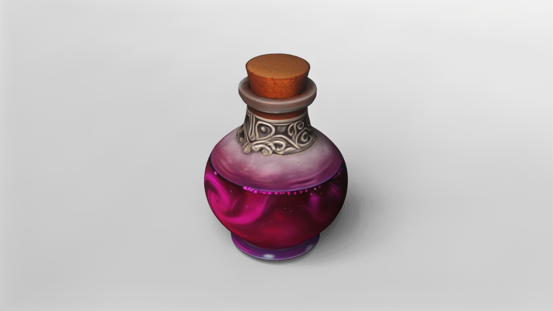 Mystical Purple Potion Bottle 3D model_2
