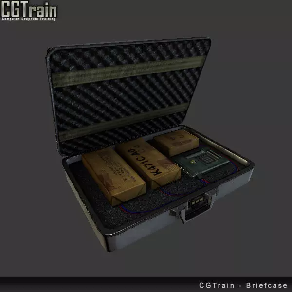 Briefcase with explosives Low-poly 3D model_0