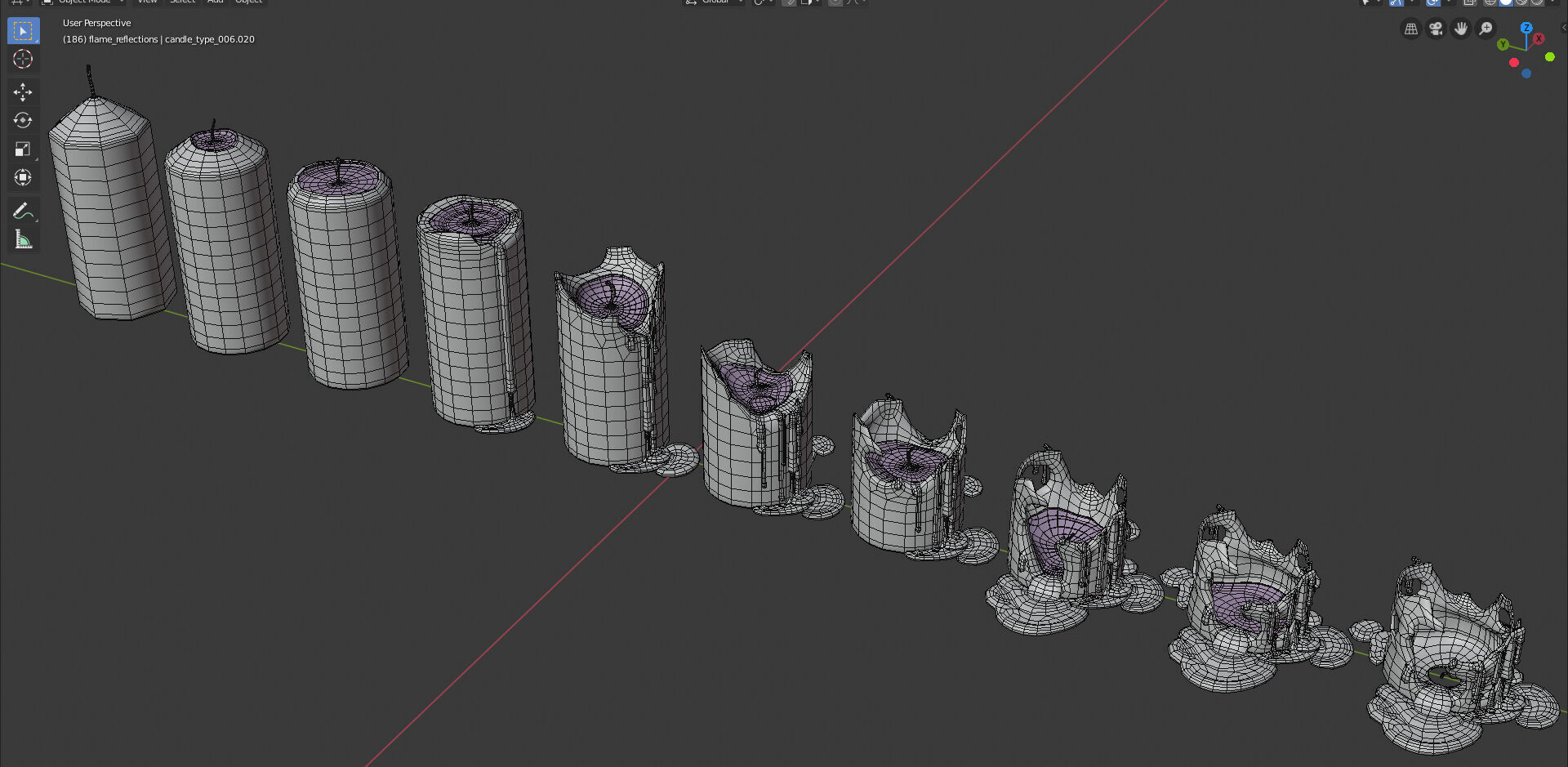 Molten Candle Complete Life Cycle - Burn Stages - Cylindrical A Low-poly 3D model_5