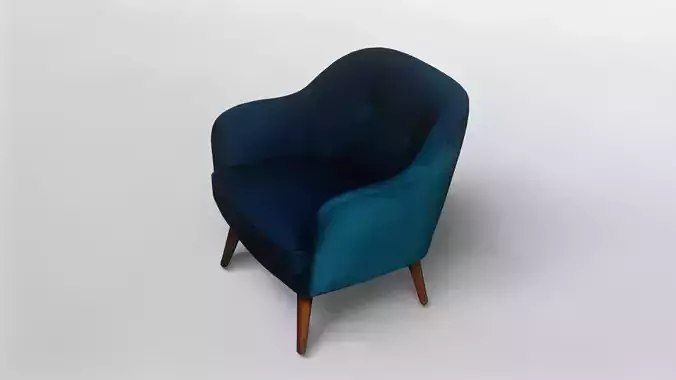 Modern Velvet Armchair with Wooden Legs