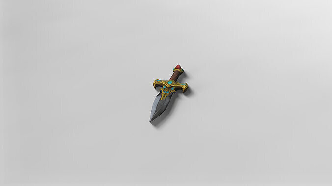 Ornate Fantasy Dagger with Gemstone Inlay 3D model