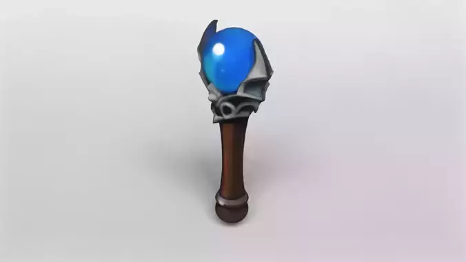 Mystical Arcane Staff with Glowing Blue Orb