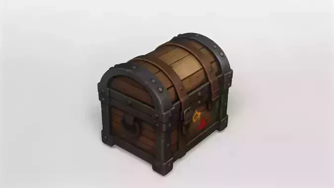 Medieval Wooden Treasure Chest with Metal Reinforcements