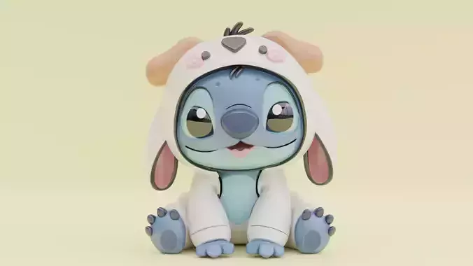 Cute Stitch in Dog Costume Disney