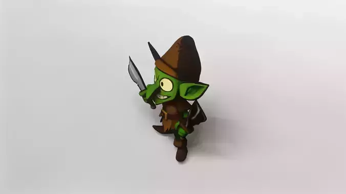 Cartoon Goblin Warrior 3D Model