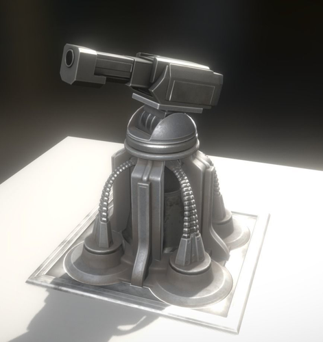 Heavy Gun Tower Animated Low-poly 3D model