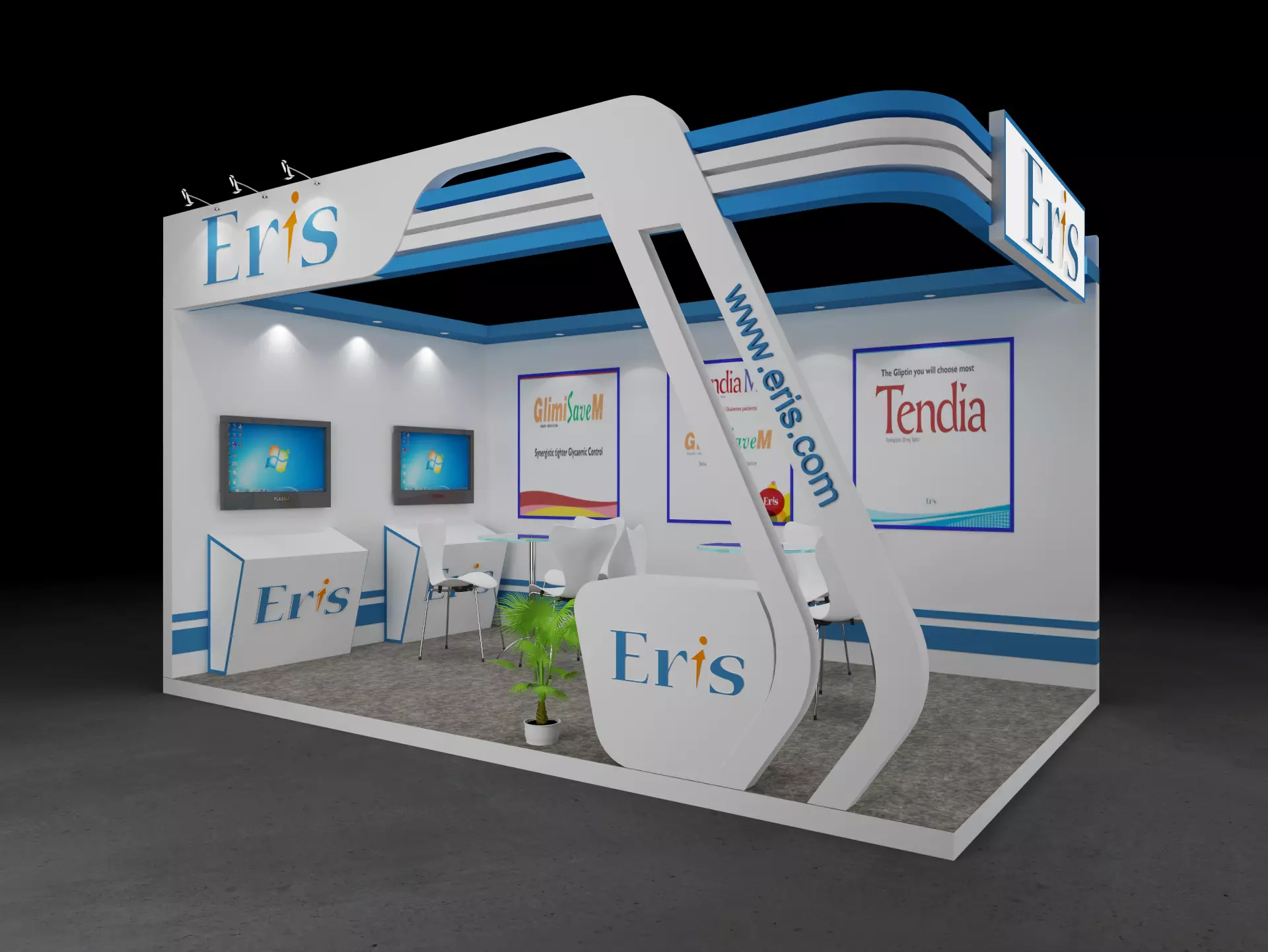 Exhibition Stand 5x3 2Sides D3V1 3D model Free 3D model_0