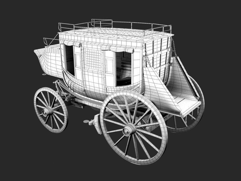 Abbott Downing Stage Coach Horse Carriage 3D model_5