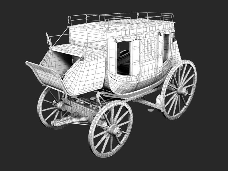 Abbott Downing Stage Coach Horse Carriage 3D model_6