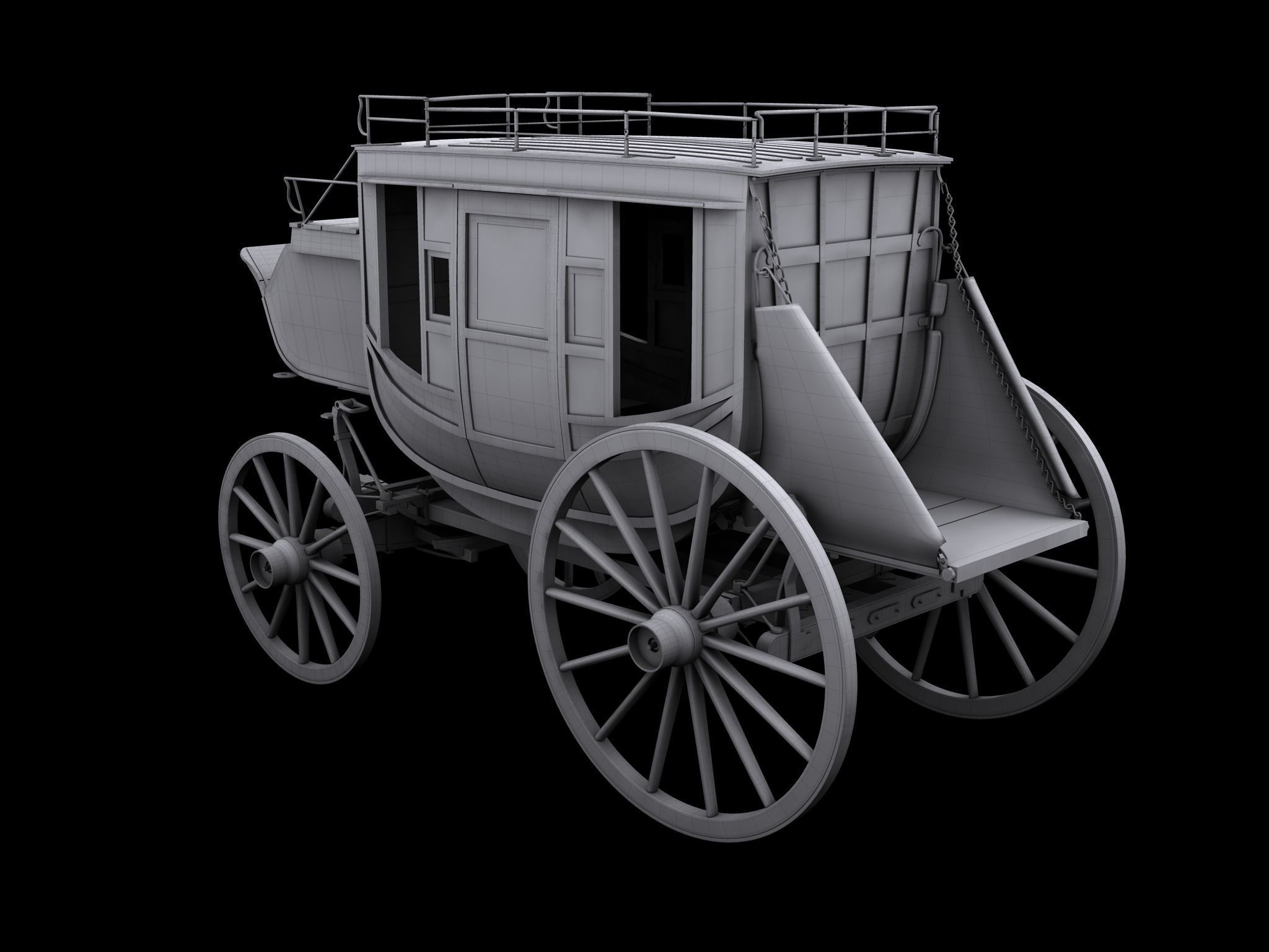 Abbott Downing Stage Coach Horse Carriage 3D model_4