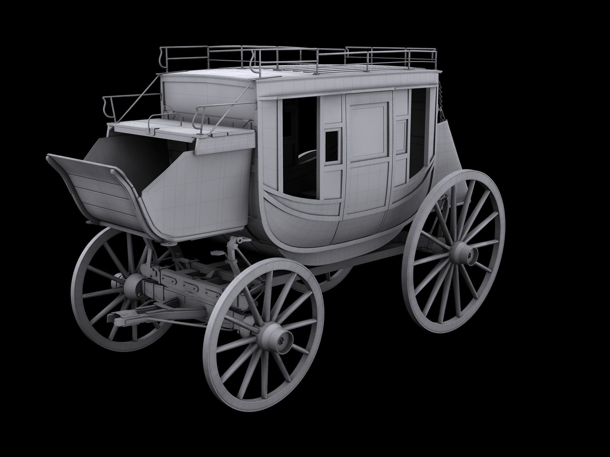 Abbott Downing Stage Coach Horse Carriage 3D model_3
