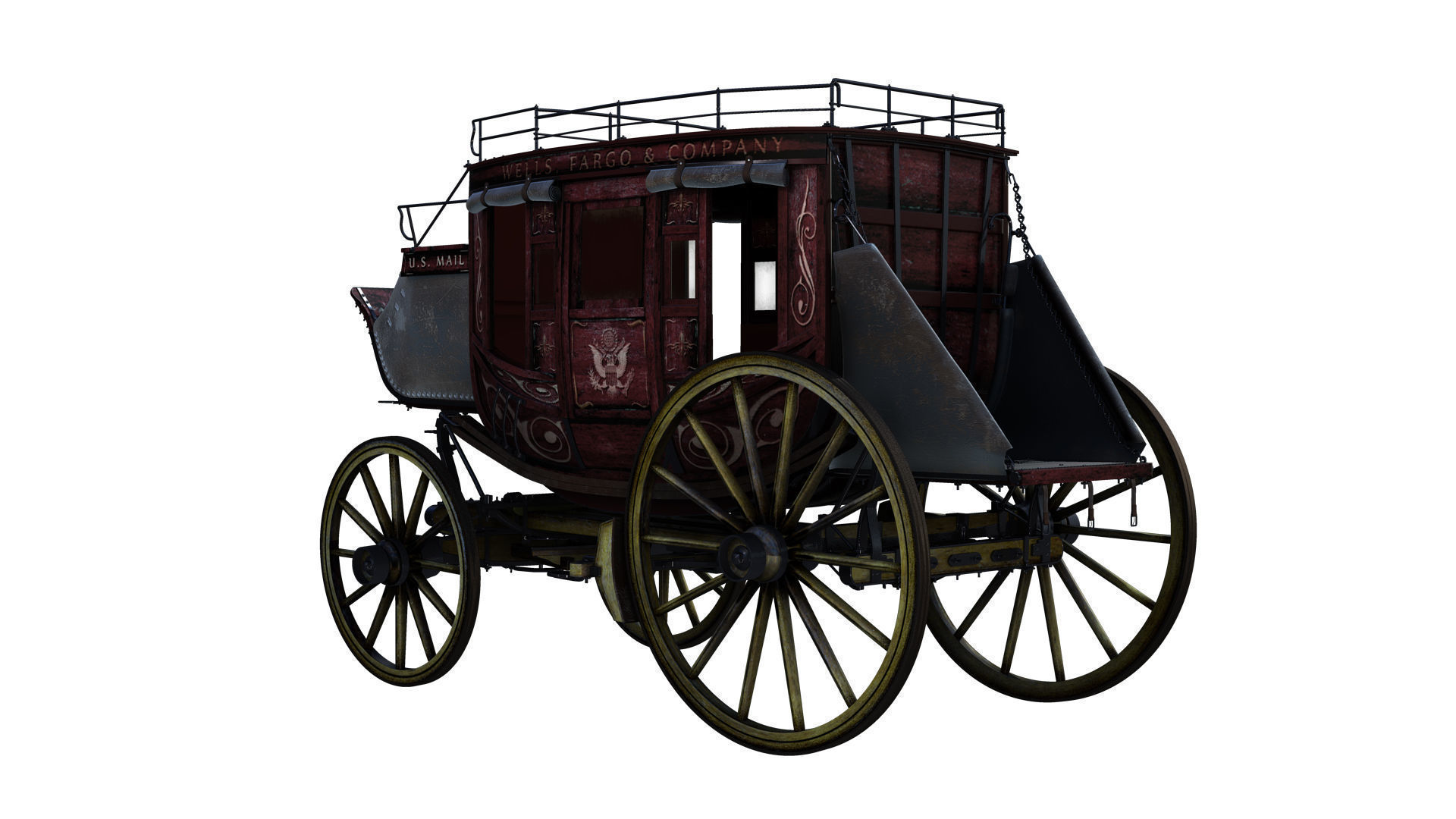 Abbott Downing Stage Coach Horse Carriage 3D model_2