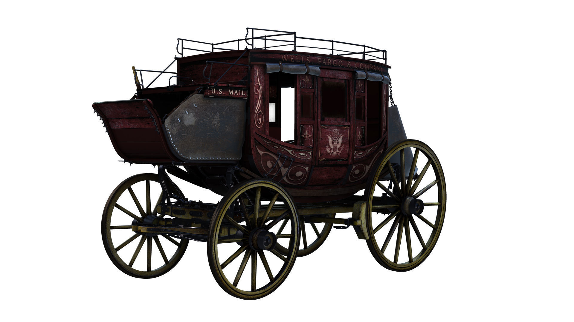 Abbott Downing Stage Coach Horse Carriage 3D model_1