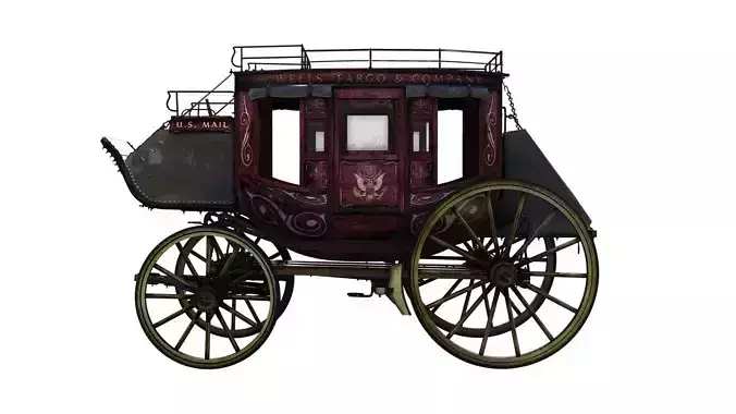 Abbott Downing Stage Coach Horse Carriage 3D model