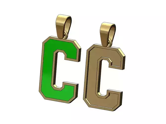 C enamel varsity letter sports letterman jersey pendant charm 
