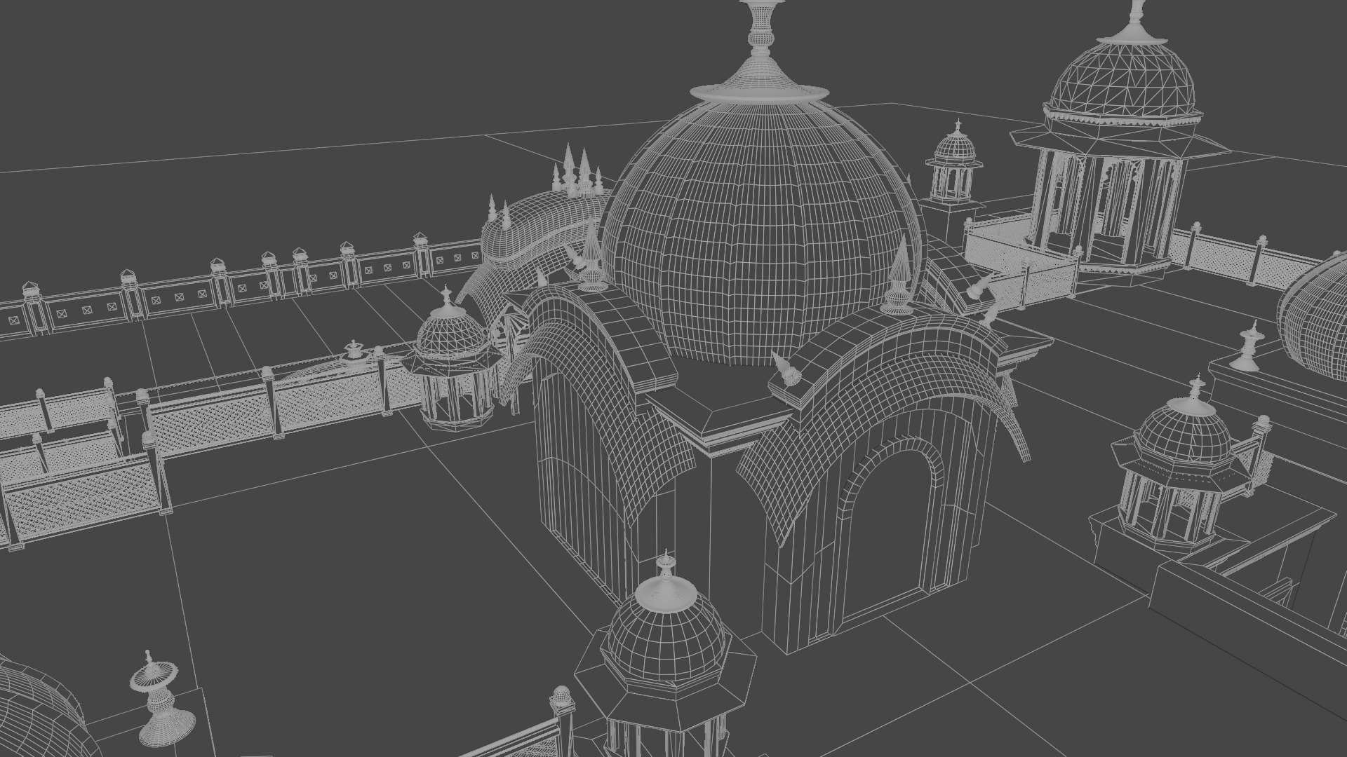 Indian Rajasthani architecture palace house 3D model_12