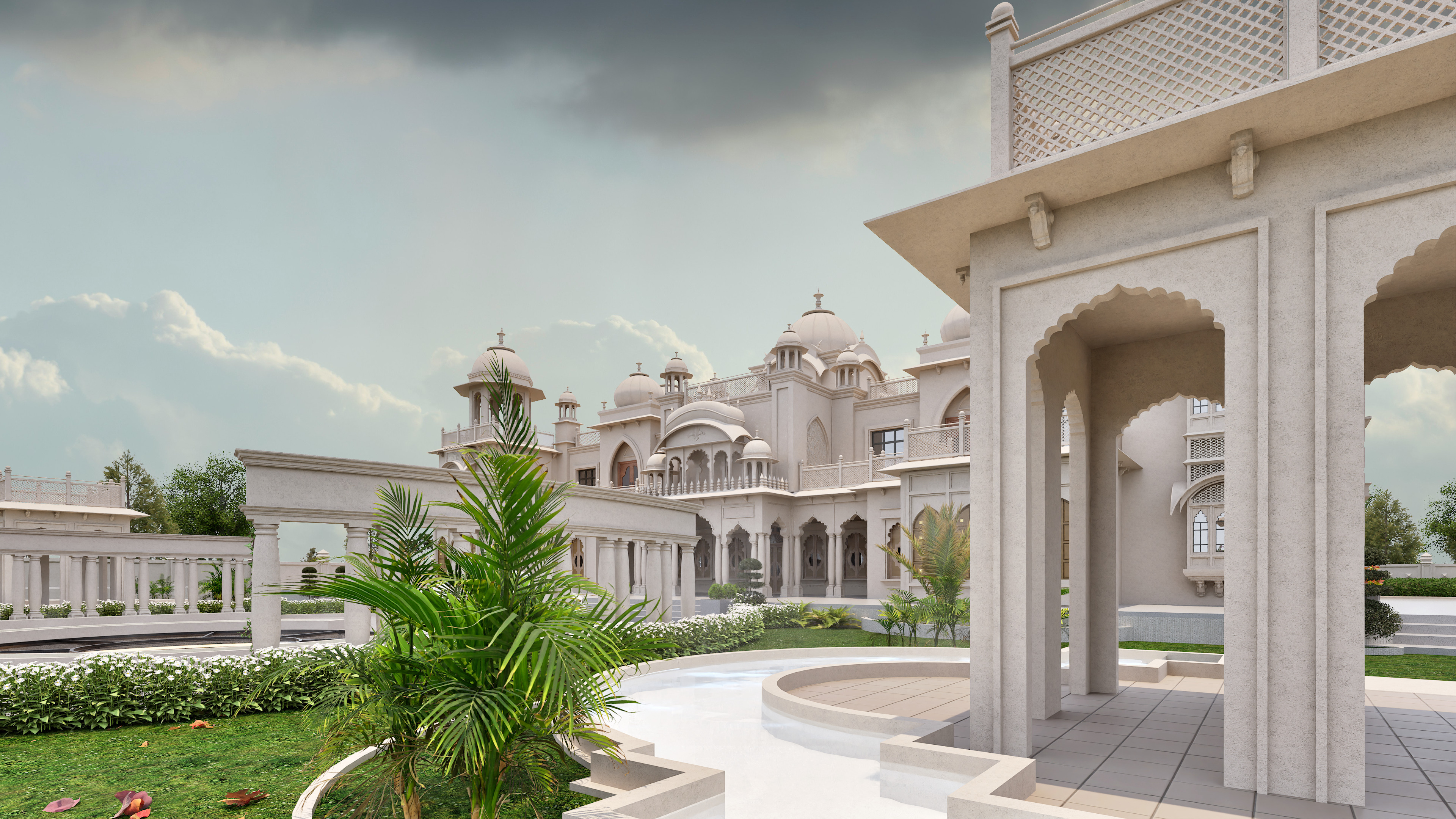 Indian Rajasthani architecture palace house 3D model_9