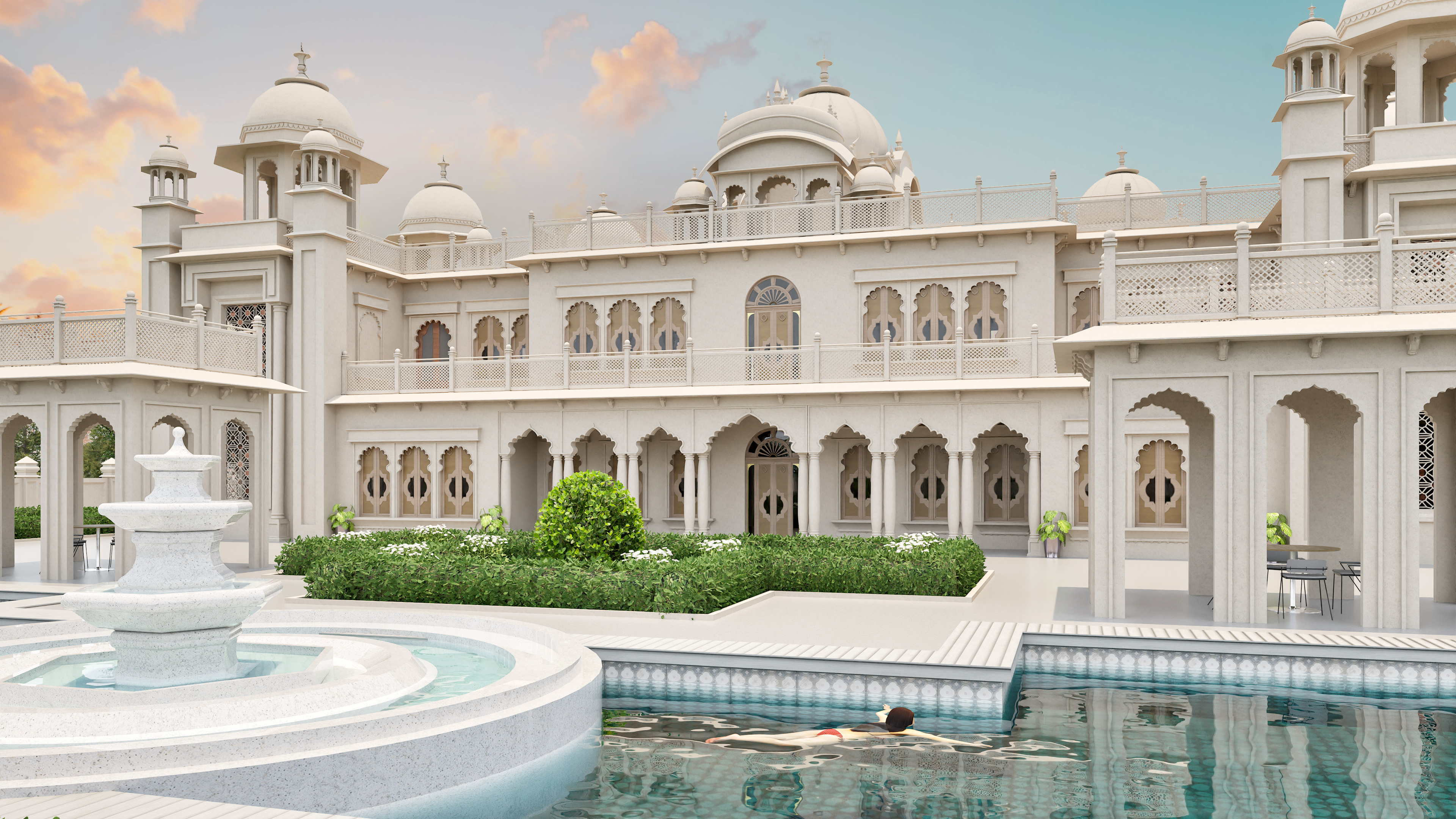 Indian Rajasthani architecture palace house 3D model_10