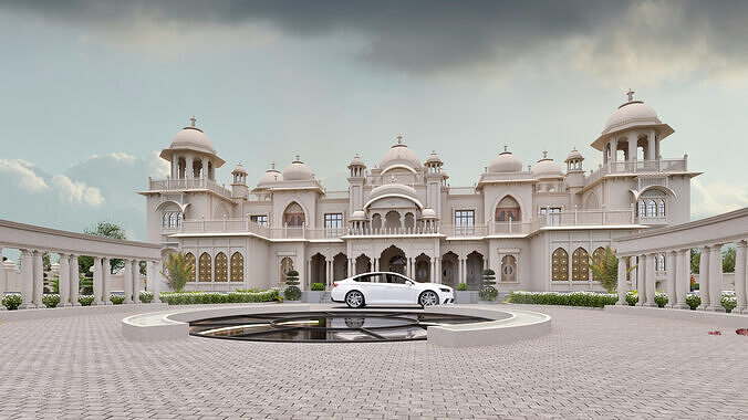 Indian Rajasthani architecture palace house 3D model 2
