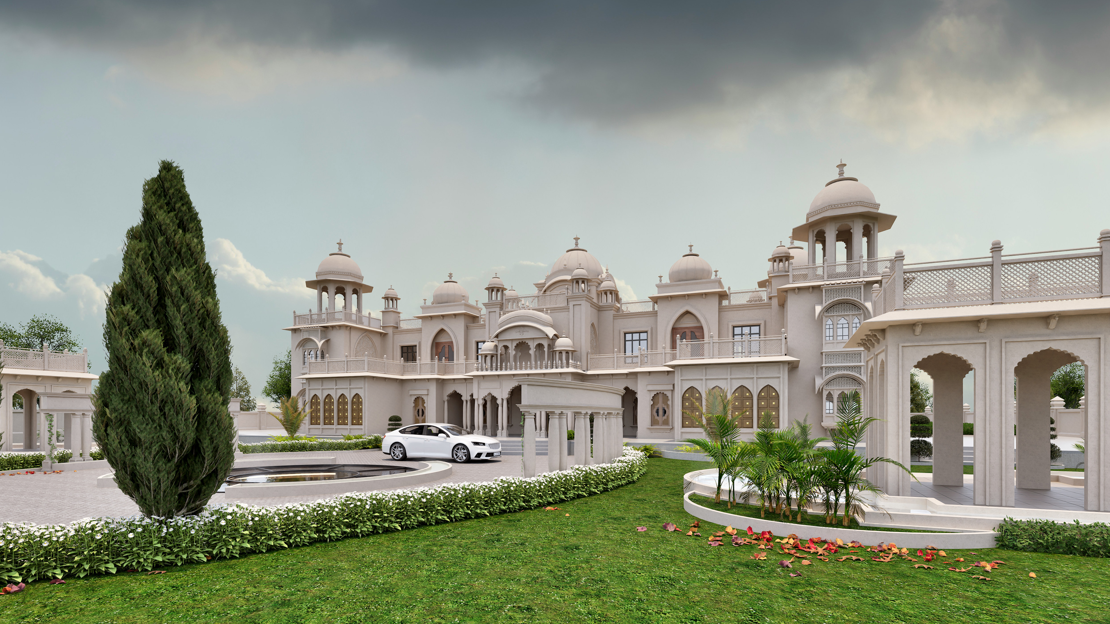Indian Rajasthani architecture palace house 3D model_8