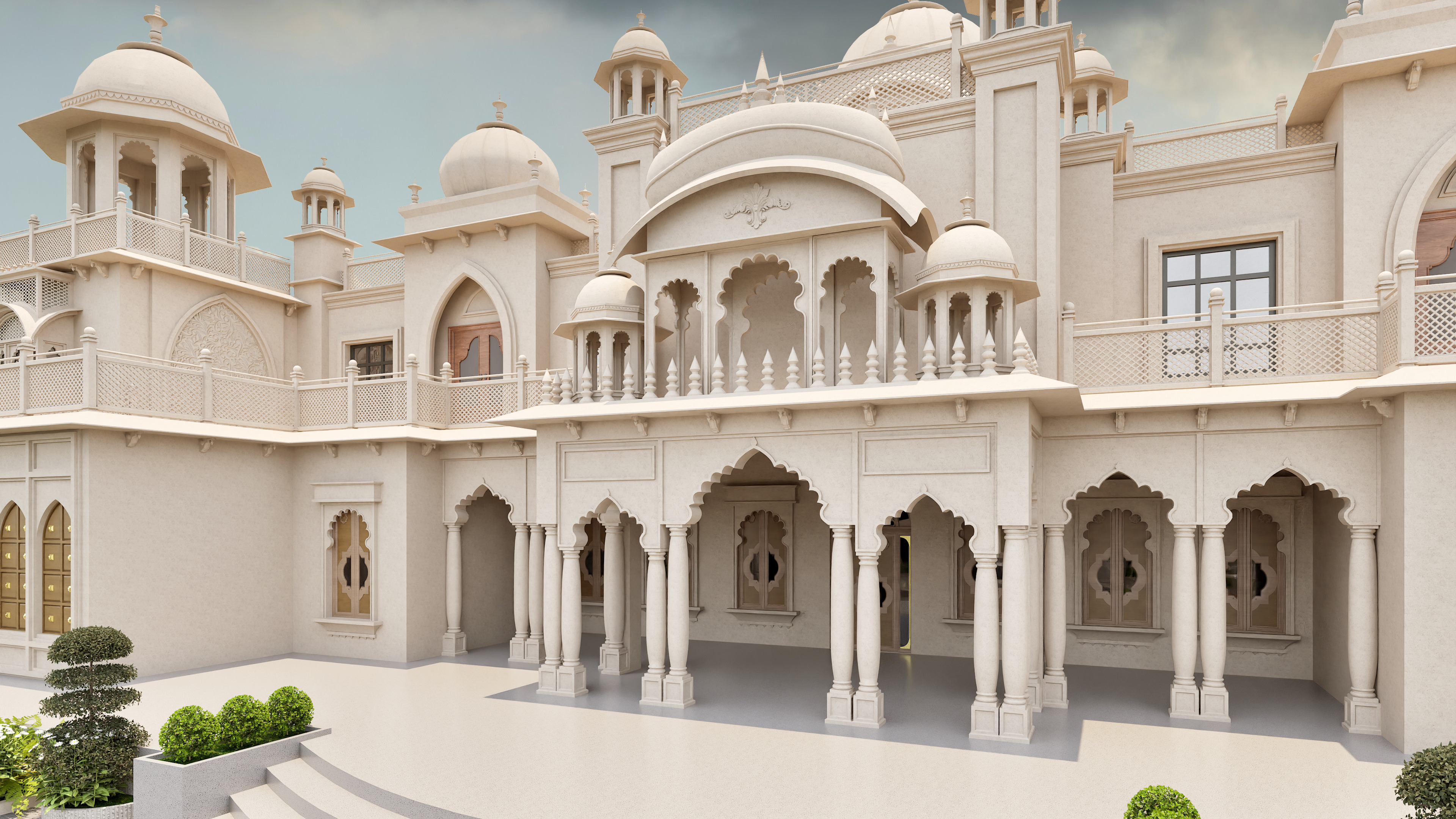 Indian Rajasthani architecture palace house 3D model_3
