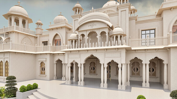 Indian Rajasthani architecture palace house 3D model 3