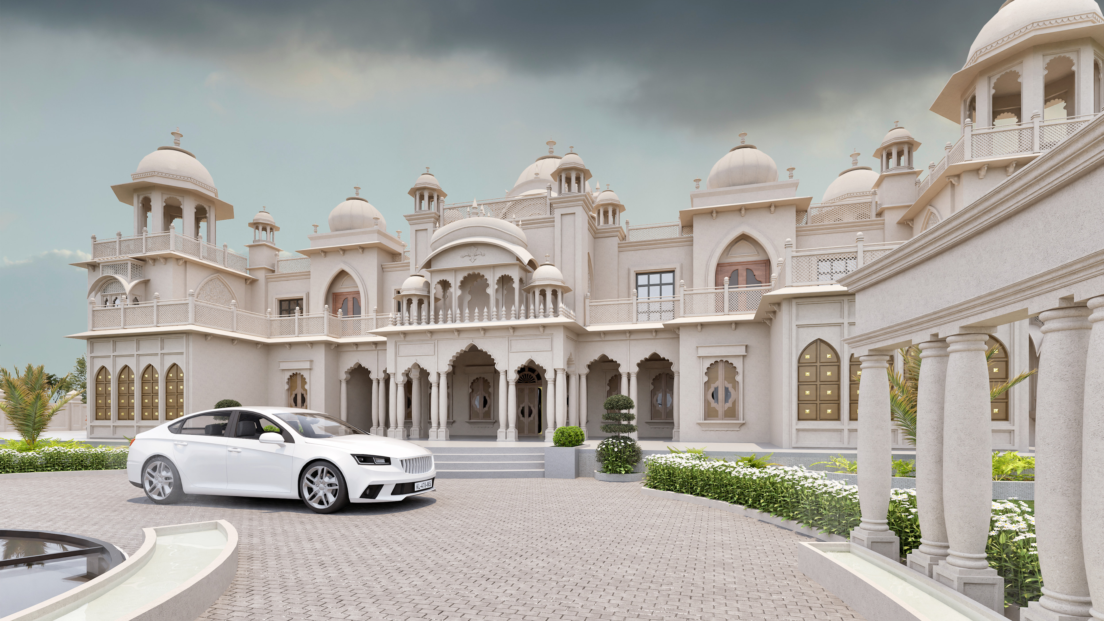 Indian Rajasthani architecture palace house 3D model_7