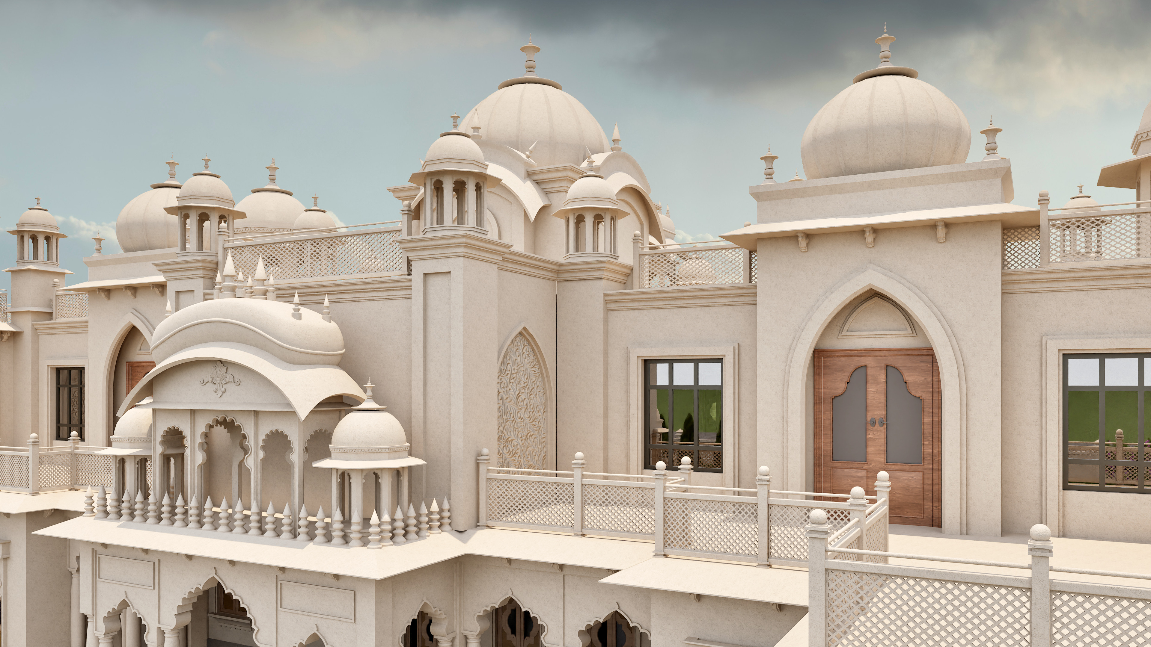 Indian Rajasthani architecture palace house 3D model_4