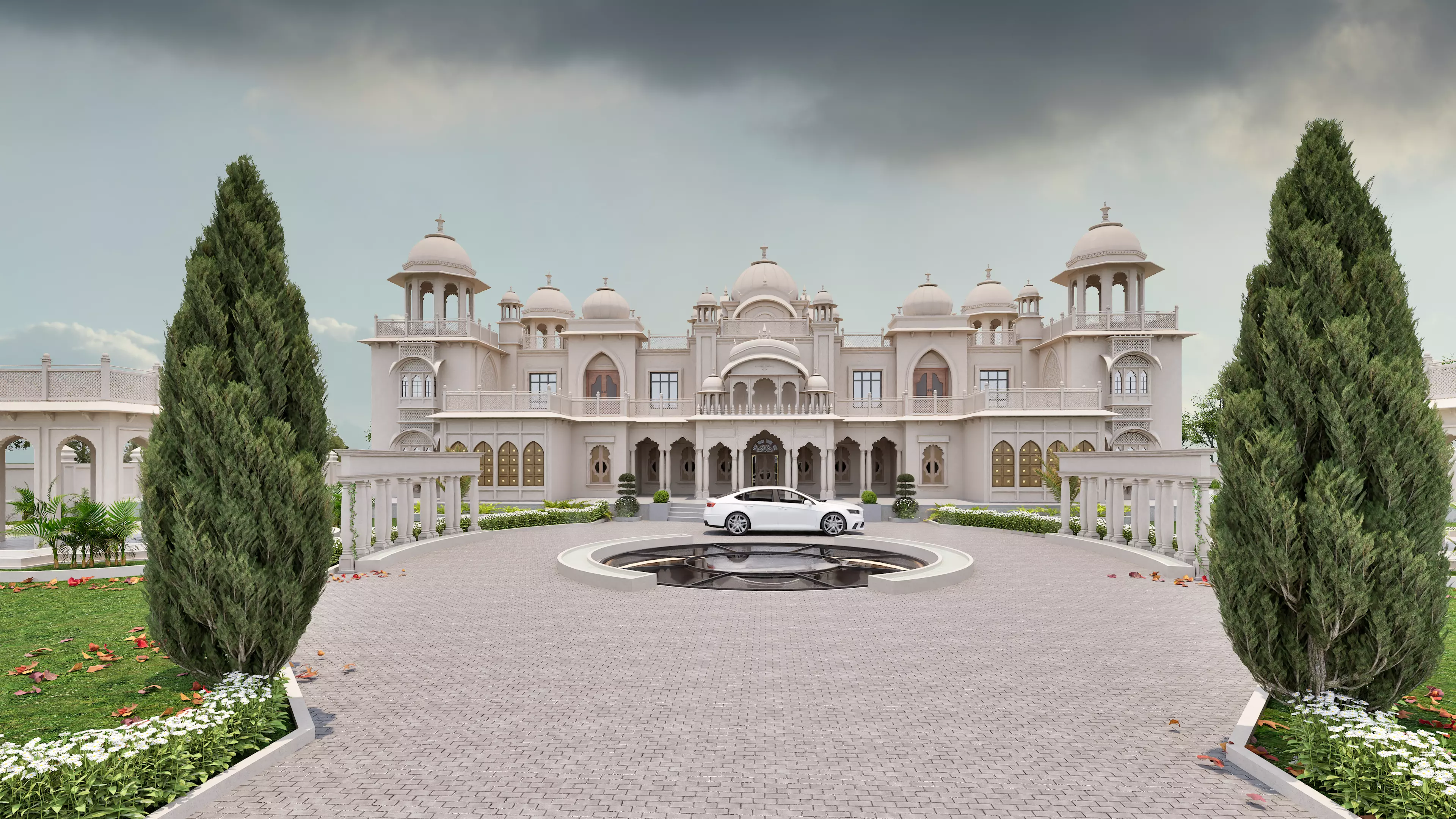 Indian Rajasthani architecture palace house 3D model_0