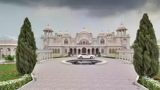 Indian Rajasthani architecture palace house 3D model