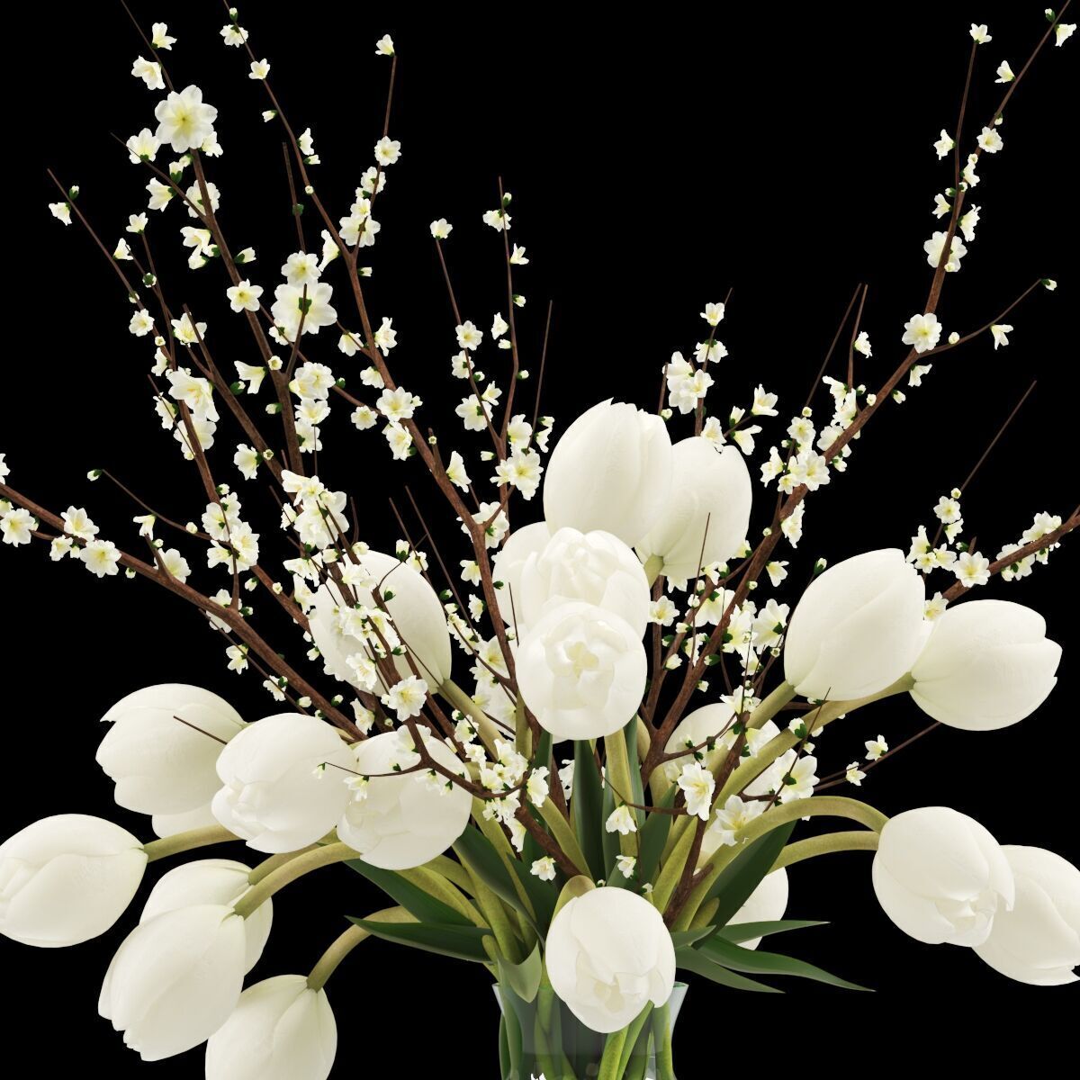 Tulip Plum Blossom Faux Watergarden 3d model 3D model_2