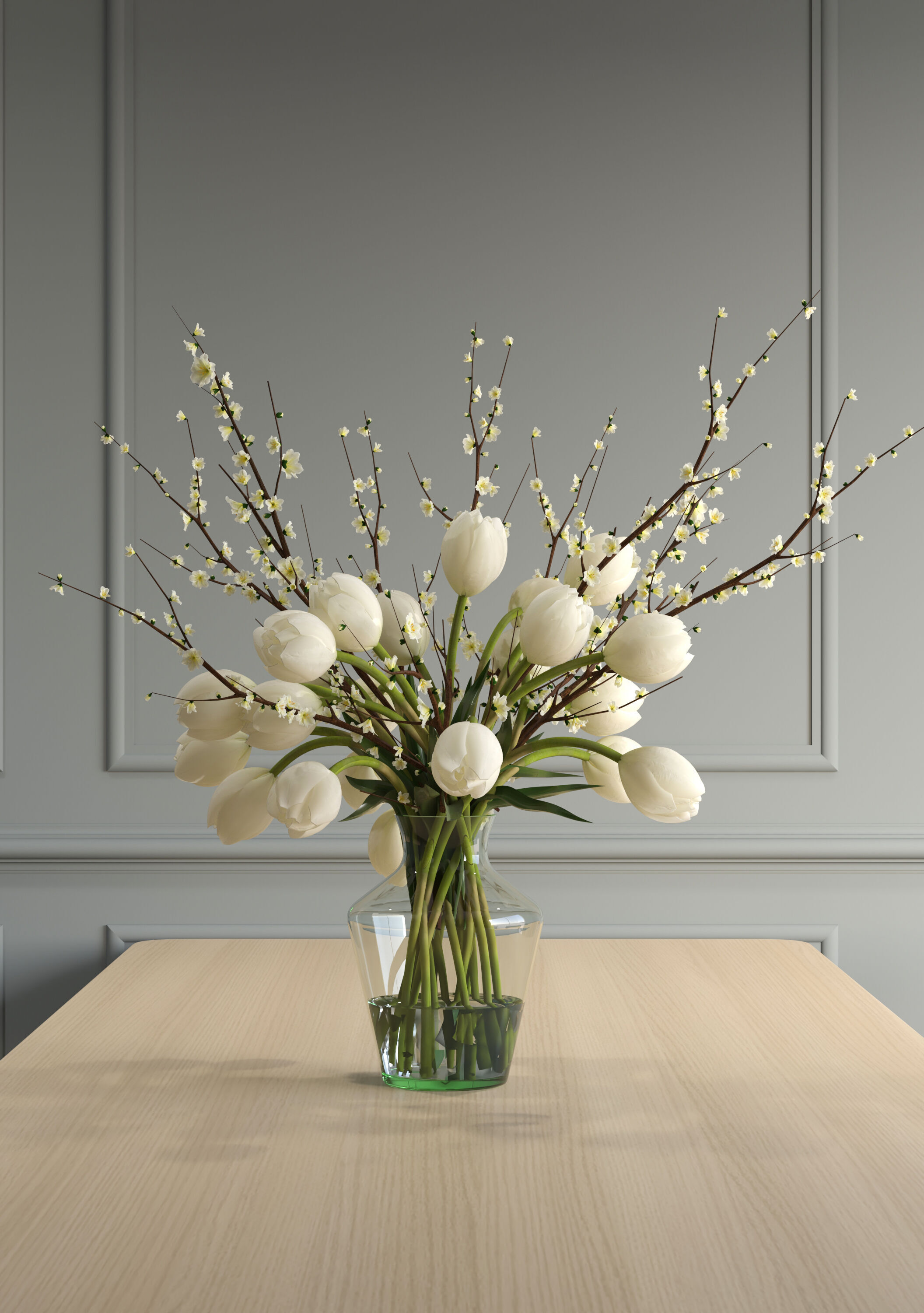 Tulip Plum Blossom Faux Watergarden 3d model 3D model_5