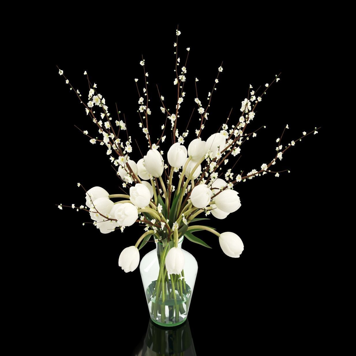 Tulip Plum Blossom Faux Watergarden 3d model 3D model_3