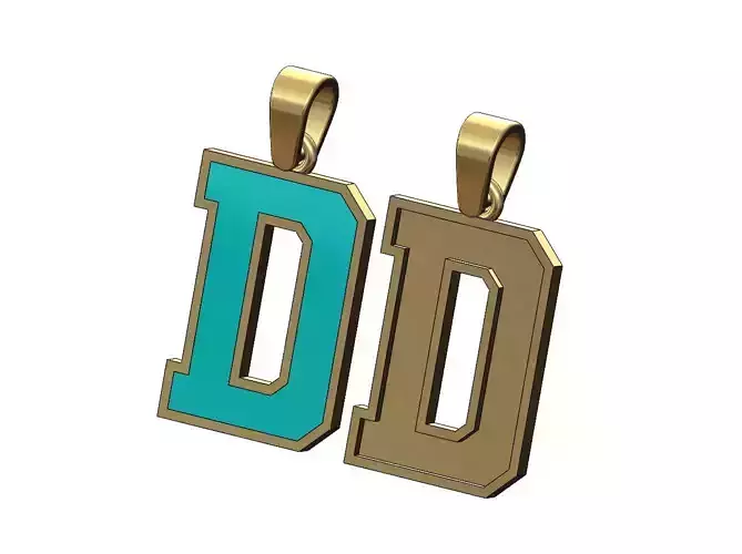 D enamel varsity letter sports letterman jersey pendant charm 3D print model