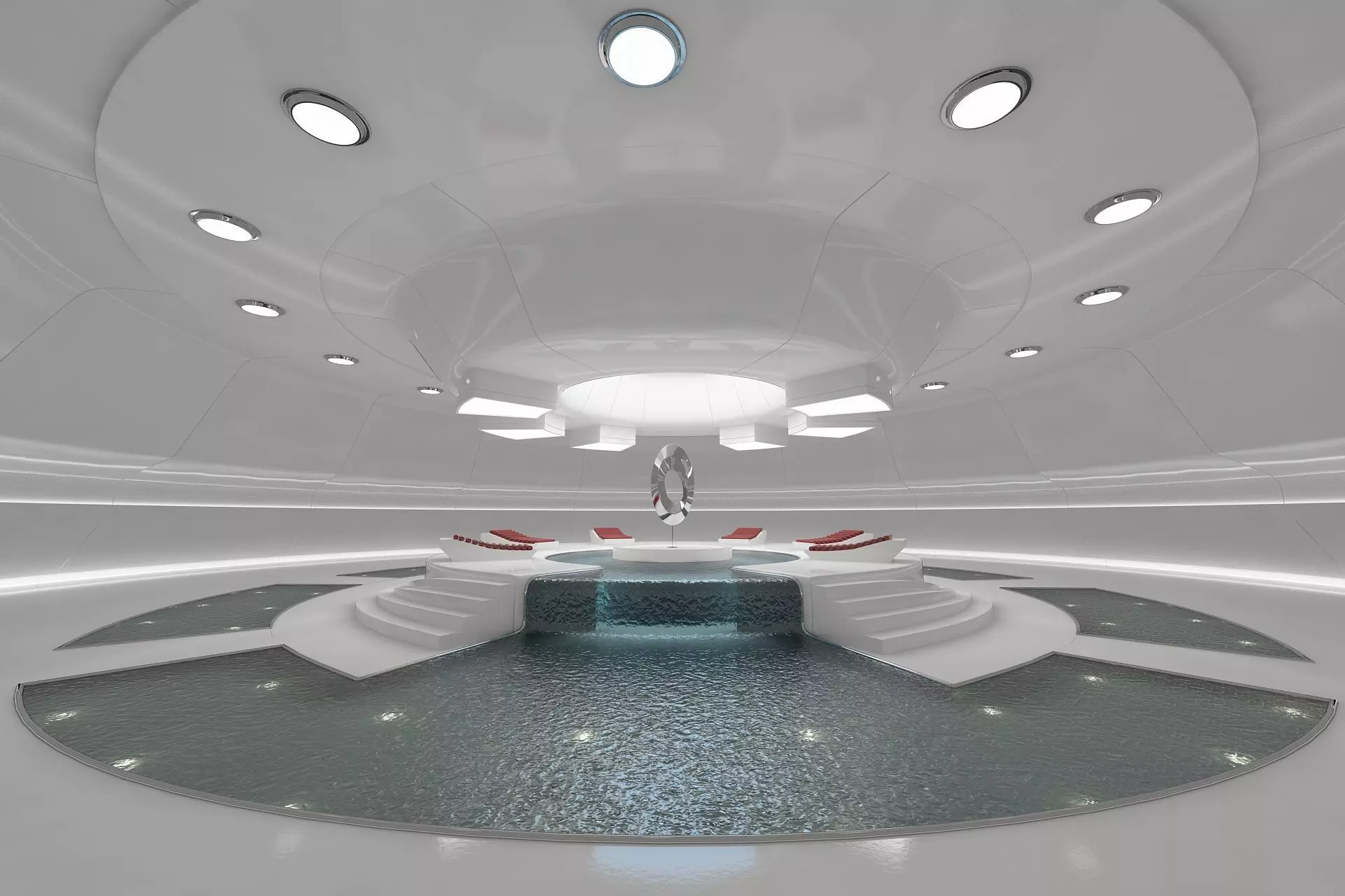 White Sci-fi Light Therapy Room 3D model_0